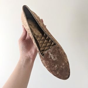 Ivanka Trump beige velvet loafers